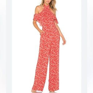 Ale by‎ Alessandra Matilda Red Floral Ruffle Wide Leg Jumpsuit Women’s Sz XS